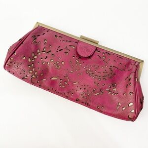 Patricia Nash red tooled leather clutch bag